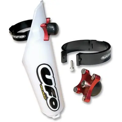 Zlevněný UFO kryty předních tlumičů se zámkem SUZUKI RM 85 02-17, barva bílá -