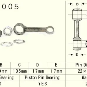 VESRAH ojniční sada YAMAHA YZ 125 (YZ125) 86-96 (VA6005) vyrobeno v Japonsku Oblíbený