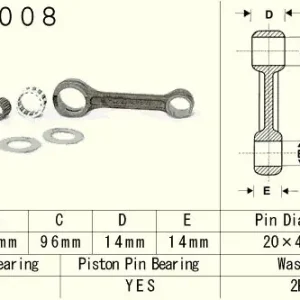 VESRAH ojniční sada YAMAHA YZ 80 (YZ80) 93-01, YZ 85 (YZ85) 02-18 (VA6008) vyrobeno v Japonsku Finální Výprodej
