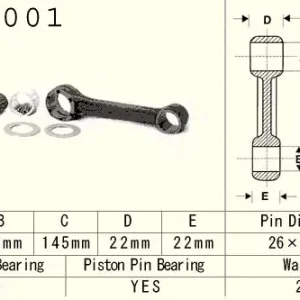 VESRAH ojniční sada KAWASAKI KX 500 (KX500) 85-04 (VA8001) vyrobeno v Japonsku Časově Omezené