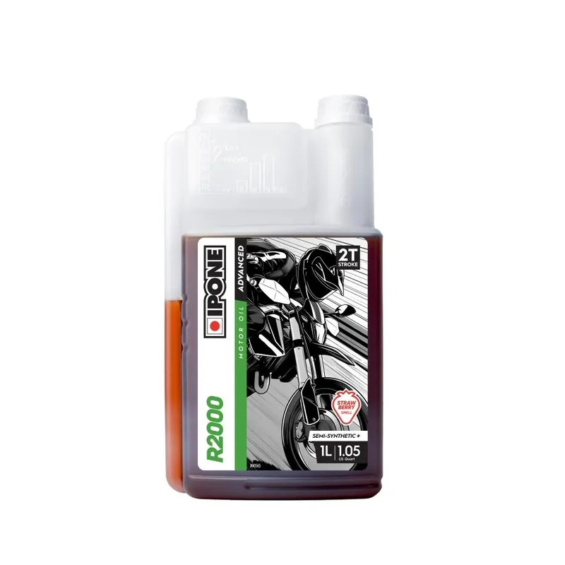 Značkový IPONE R2000 STRAWBERRY olej s dávkovačem SEMI SYNTHETIC PLUS 2T (jahoda) 1L (AKC) (15) nahrazuje 800105