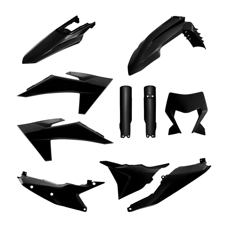 POLISPORT kompletní sada plastů (FULL KIT) KTM EXC/EXC-F/XC-W/XC-WF TBI 24-25 v sadě kryt světla a kryty tlumičů (8352500001) barva černá Garance Vrácení Peněz