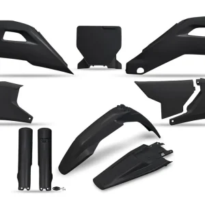 UFO kompletní sada plastů (FULL KIT) s kryty tlumičů HUSQVARNA TC 125 / 150 / 250 / 300 25-26, TX 300 25-26, FC 250 / 350 / 450 25-26, FX 350 / 450 25-26 barva černá Celosvětová Doprava