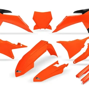 Akční Cena UFO kompletní sada plastů (FULL KIT) s kryty tlumičů KTM SSX 125 / 150 / 250 / 300 25-26, SXF (SX-F) 250 / 350 / 450 25-26 barva oranžová fluorescenční