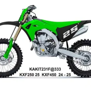 UFO 2025/11 kompletní sada plastů (FULL KIT) s kryty tlumičů KAWASAKI KXF 250 25, KXF 45024-26, KX 450X 24-26 barva zelená / černá Nejlepší Volba