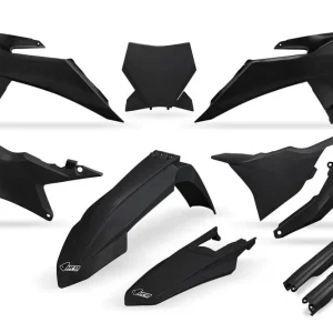 Autentický UFO kompletní sada plastů (FULL KIT) s kryty tlumičů KTM SX 125 / 150 / 250 / 300 25-26, SXF (SX-F) 250 / 350 / 450 25-26 barva černá