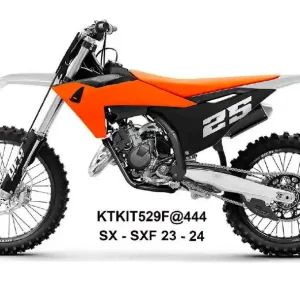 UFO 2025/11 kompletní sada plastů (FULL KIT) s kryty tlumičů KTM SX 125 / 250 / 300 TBI 23-24, SX-F 250 / 350 / 450 23-24 barva černá / oranžová / bílá Limitovaná Edice