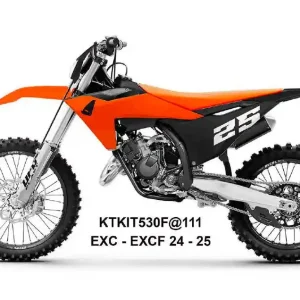 Cenový Hit UFO 2025/11 kompletní sada plastů (FULL KIT) s kryty tlumičů KTM EXC 150 / 250 / 300 TBI 24-25, EXC-F 250 / 350 / 450 / 500 24-25 barva oranžová / černá