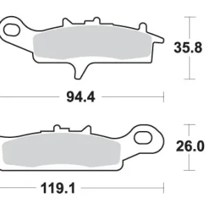 Prémiový SBS brzdové destičky KH349 OFF-ROAD sintrované barva zlatá KAWASAKI KFX 450 07-15, KVF 650 BRUTE FORCE 05-11, PRAIRE 01-03, HFX 700 V-FORCE 04-13, SUZUKI 700 QUADRUNNER, TWIN PEAKS ;04-06 pravý přední