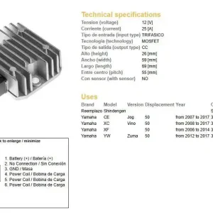 Nejlepší Cena DZE regulátor napětí YAMAHA CE 50 JOG 07-17; XC 50 VINO 08-14; XF 50 06-14; YW 50 ZUMA 12-17 (3B3-H1960-00) MOFSET (35A)