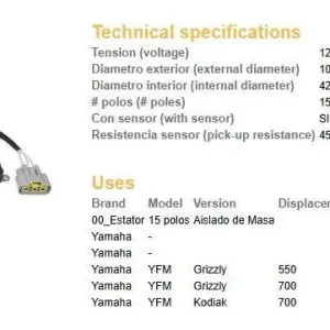 DZE stator (vinutí) alternátoru YAMAHA YFM 550 GRIZZLY 09-14; YFM 700 GRIZZLY 07-20; YFM 700 KODIAK 19-20 (28P-81410-00; 3B4-81410-00) Tovární Cena
