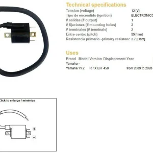 DZE indukční cívka YAMAHA YFZ 450R 09-20 (18P-82310-00) Značkový