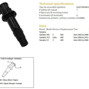 DZE indukční cívka (FAJKOCEWKA) YAMAHA YFZ 450R 04-13; WR 450F 03-09; YZ 450F 03-09 (5TA-82310-00) Cenově Výhodný