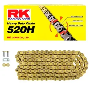 RK hnací řetěz GS520H-120 spona (CL) v sadě barva zlatá (objem: do 250 ccm) (34,3 KN) Ruční Výroba