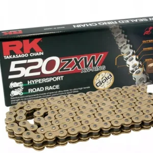 RK hnací řetěz GB520ZXW-120 (XW-RING) nýtovací spojka (CLF) v sadě barva zlatá (objem: do 1200 ccm) (42 KN) Luxusní