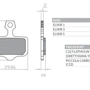 BRENTA BIKE brzdové destičky organické MTB / silniční polokovové vhodné pro AVID ELIXIR 9 / 7 / 5 / 3 / 1 / CR / R, SRAM XX, XO,DB1,DB 3, DB 5, LEVELT, LEVEL TL BR120 Zlevněný