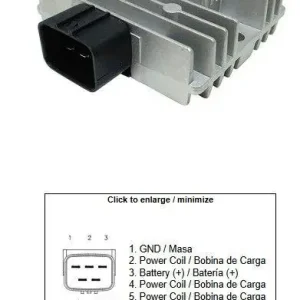 DZE regulátor napětí KAWASAKI KLE 300 VERSYS-X 17-23; KLE 650 VERSYS 18-22; ER 400Z 19-22; ER 650Z 17-23; EX 400 NINJA 18-23; EX 650 NINJA 17-23; W 800 19-23; EN 650 VULCAN 17-23 (21066-0750; 21066-0761; 21066-0753) (SH868CA) (12A) Výprodej