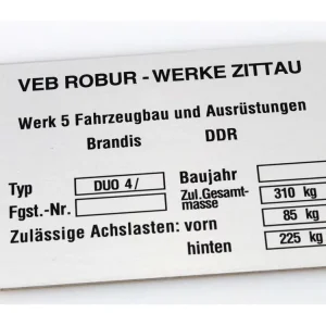 Cenová Bomba Typový štítek, hliníkový 85 mm 60 mm 1 mm pro Simson Duo 4/