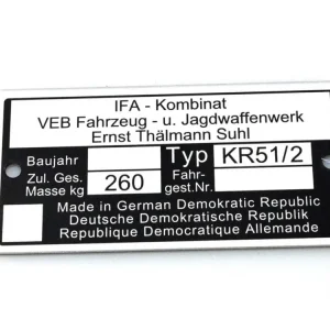 Velkoobchod Typový štítek Simson pro KR 51/2 Moped Mokick