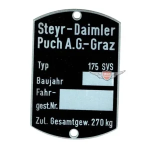 Koupit Online Prázdný typový štítek 60 x 40 mm pro Puch, 175 SVS