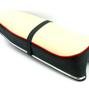 Nejlepší Volba Sedlo z imitace kůže 600x230x100mm černá/bílá pro Kreidler Florett s vejčitou nádrží