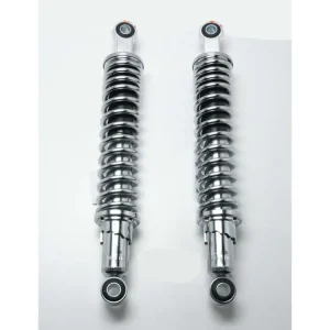 Chromované tlumiče 335 mm, 5polohově nastavitelné, montážní otvory 10 mm/12 mm, pro Zündapp GTS, C 50 Sport, KS, Hercules, Kreidler, Puch moped, moped Sezónní Sleva