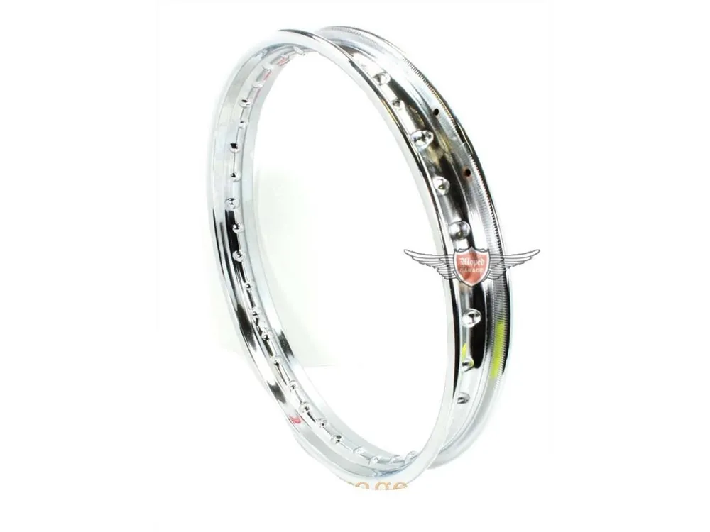 Ověřený Chromovaný ráfek 1.60 x 17 palců, 36 děr, průměr otvoru 5 mm, pro Kreidler Florett Mustang, Zündapp, Puch, Hercules