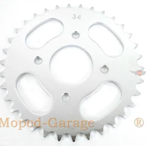 Omezená Nabídka Rozeta hliníková 34 zubů 4 díry pro Hercules Prima 1, 2, 3, 4, 5, 6, MP MF M HR Hobby Rider, P MX SX, Optima Pronto, Presto, Garelli Cross 40, KTM 505, Zündapp A 25 Automatic typ 460-01, 460-02