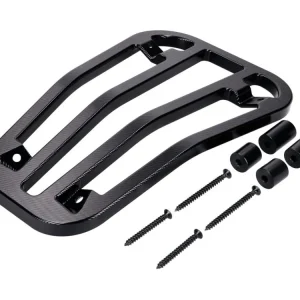Moderní Nosič top case / středový nosič zavazadel Moto Nostra, leskle černý, CNC pro Vespa Primavera 50–150 ccm, Sprint 50–150 ccm