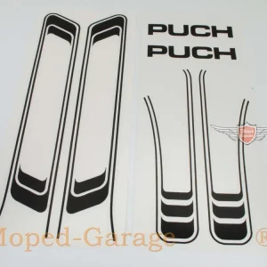 Expresní Doručení Sada samolepek PVC černá transparentní 6dílná pro Puch, Maxi, moped, moped, mokick