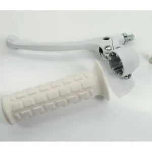 Kompletní brzdová páčka v bílé barvě s gumovým gripem pro Tomos A 3, 35, Zündapp, Kreidler, Hercules, Puch, DKW, KTM, Rixe, Sachs Odeslání Ihned