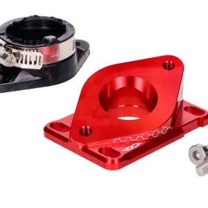 Sací příruba VOCA hliníková CNC PWK 21–28 mm červená pro Minarelli AM6, Derbi Limitovaná Edice