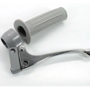 Aktuální Hliníková armatura 22 mm, šedý drážkovaný gumový grip 105 mm pro Zündapp, Kreidler, Hercules, Puch, DKW, KTM, moped, moped, mokick