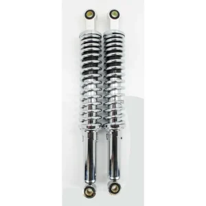 Tlumič pérování chrom 395 mm, hydraulický, 5polohově nastavitelný, pouzdra 10 mm/12 mm pro Zündapp, Hercules, Kreidler, Puch, moped, moped, mokick Cenový Hit