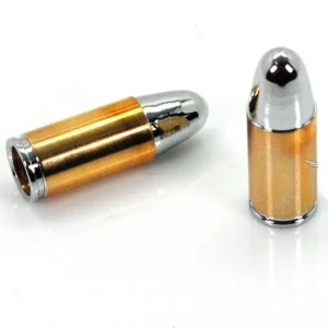 Čepičky ventilků Drag Specialties hliníkové ve tvaru kulky chrom/zlatá pro Zündapp, Kreidler, Hercules, Puch, Miele, KTM, DKW Speciální Cena