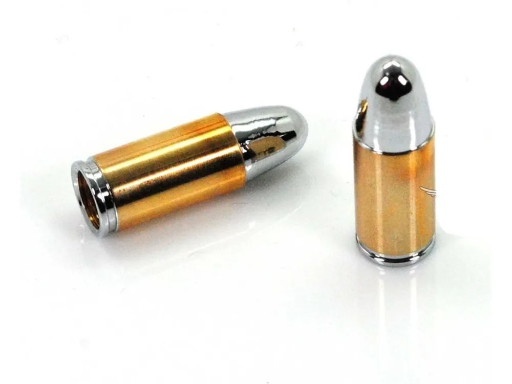 Čepičky ventilků Drag Specialties hliníkové ve tvaru kulky chrom/zlatá pro Zündapp, Kreidler, Hercules, Puch, Miele, KTM, DKW Speciální Cena