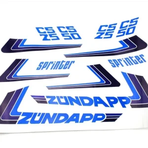 Ihned K Objednání Sada samolepek na boční kryt nádrže modrá pro Zündapp Sprinter, CS25, CS50