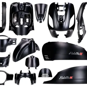 Celosvětová Doprava Sada kapotáže černá matná 16dílná pro Sym Fiddle 3 roky 2014–2020