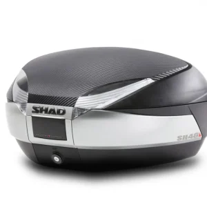 Vrchní kufr na motorku s barevným krytem SHAD SH48 Karbon se zámkem PREMIUM SMART Ověřený