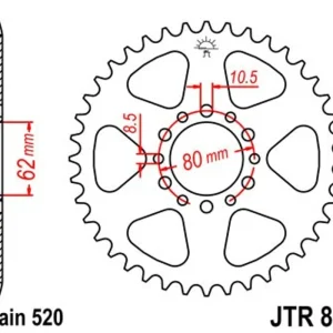 Řetězová rozeta JT JTR 845-45 45 zubů, 520 Oblíbený