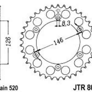 Řetězová rozeta JT JTR 808-43 43 zubů, 520 Autentický