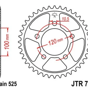 Řetězová rozeta JT JTR 702-42 42 zubů, 525 Akce