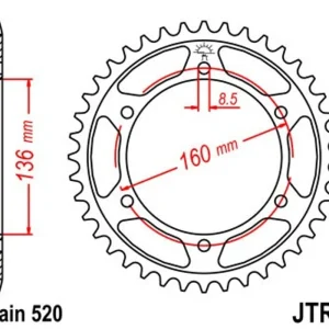 Autentický Řetězová rozeta JT JTR 5-43 43 zubů, 520