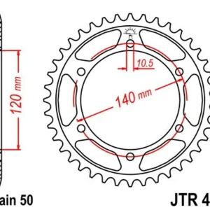 Celosvětová Doprava Řetězová rozeta JT JTR 499-43 43 zubů, 530
