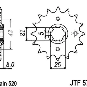 Řetězové kolečko JT JTF 575-15 15 zubů, 520 Novinka
