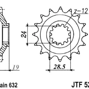 Řetězové kolečko JT JTF 524-15 15 zubů, 632 Poslední Šance