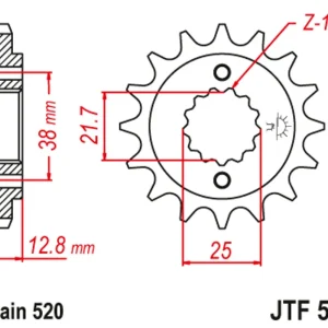 Řetězové kolečko JT JTF 511-15 15 zubů, 520 Super Cena