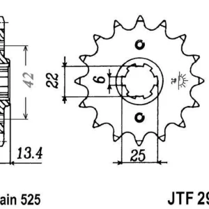 Trendový Řetězové kolečko JT JTF 291-16 16 zubů, 525