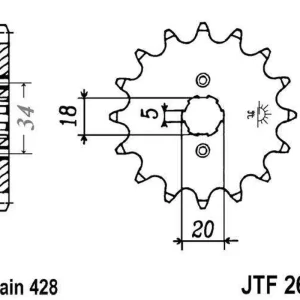 Oblíbený Řetězové kolečko JT JTF 264-14 14 zubů, 428