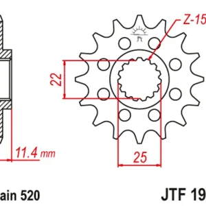 Řetězové kolečko JT JTF 1902-15 15 zubů, 520 Trendový
